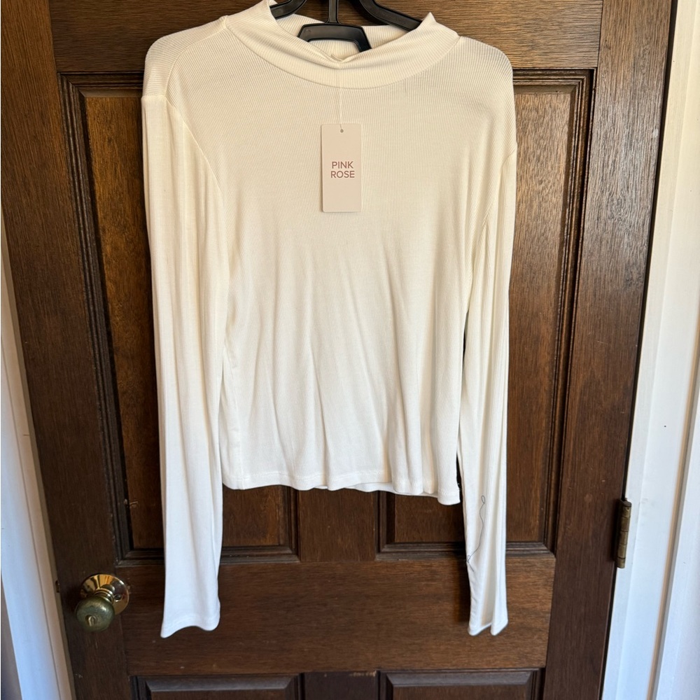 Pink Rose Women's White Top